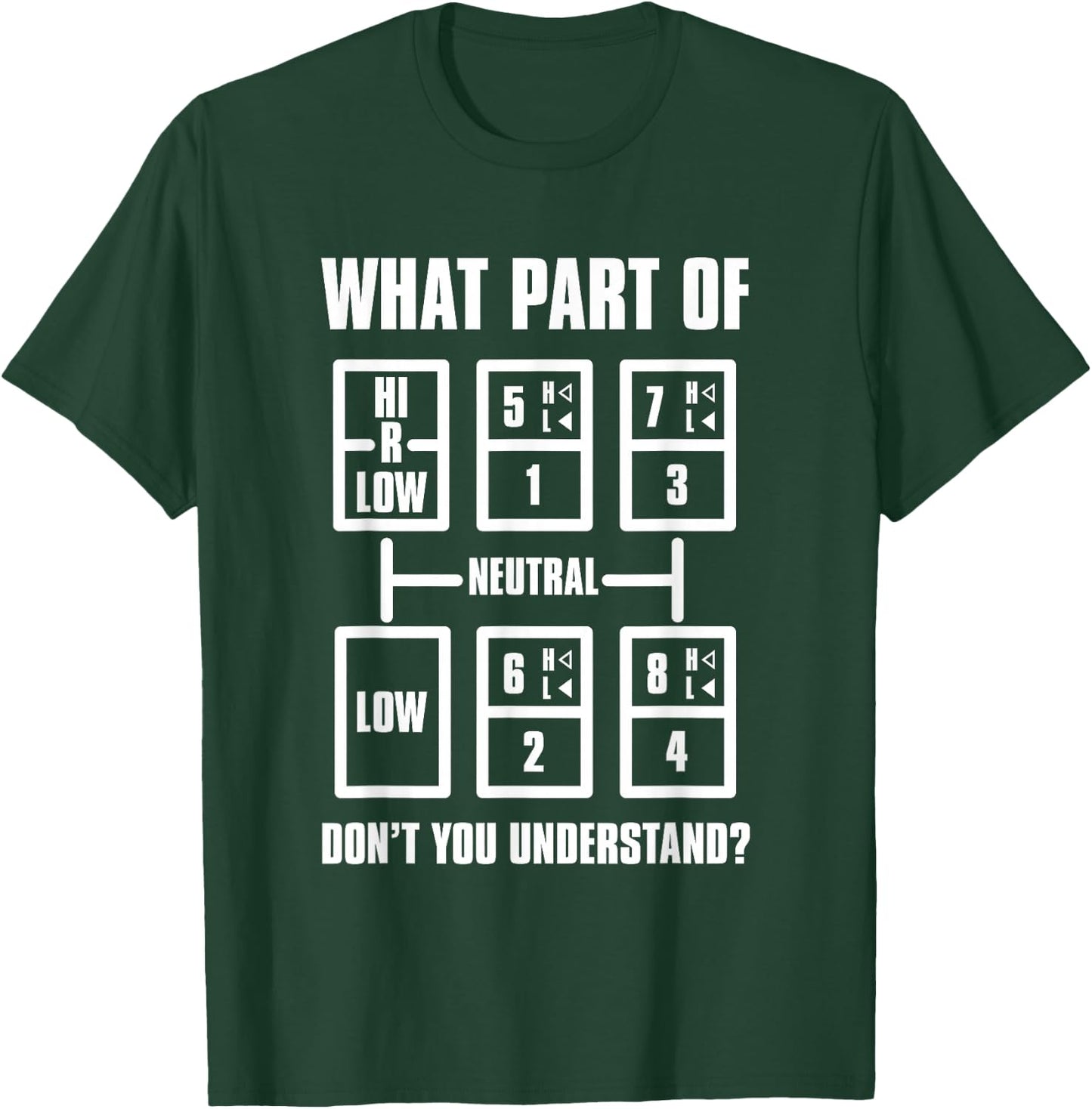 Trucker T Shirts - Gear Shift Pattern T-Shirt - T-Shirt | Forest