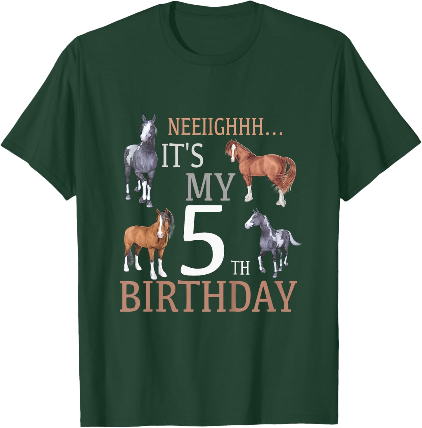 Its My 5th Birthday Shirt Horse Lover 5 Year Old Birthday T-Shirt - T-Shirt | Forest