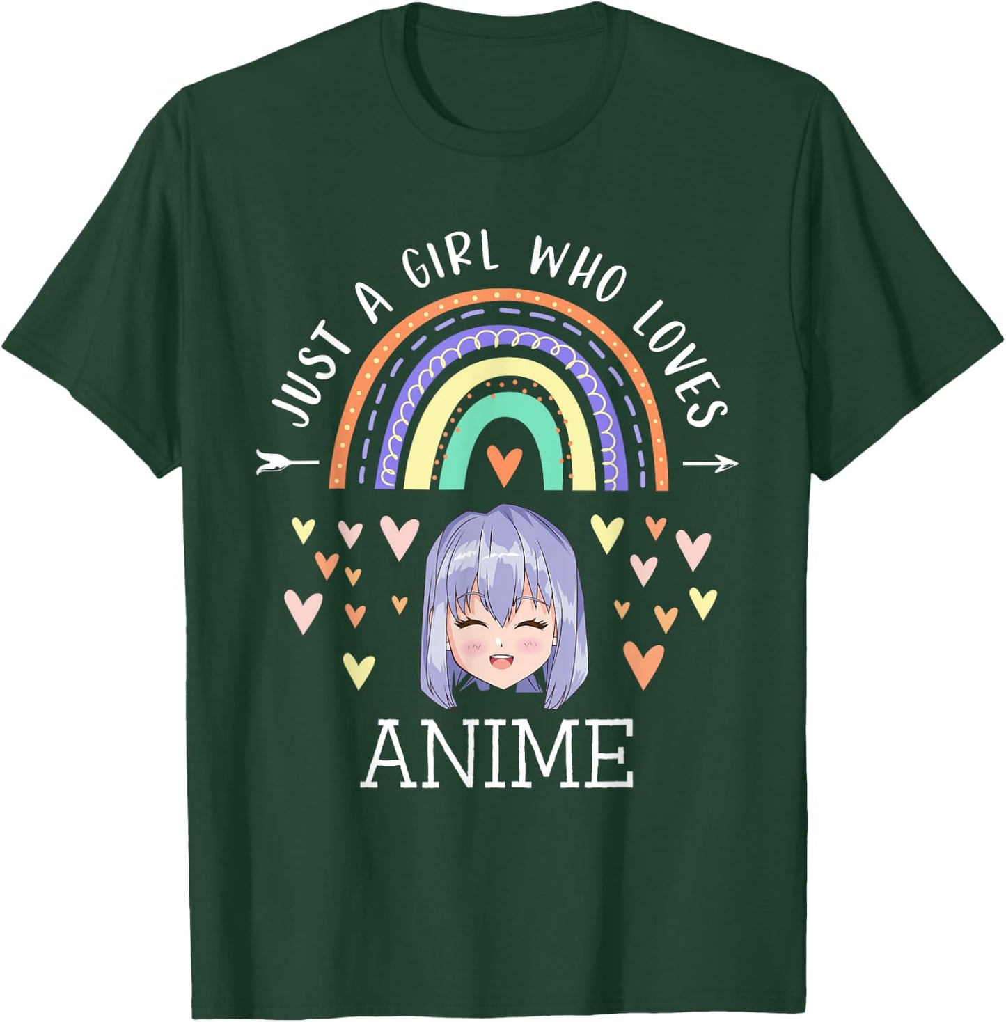 Just A Girl Who Loves Anime Rainbow Gifts For Anime Lover T-Shirt - T-Shirt | Forest