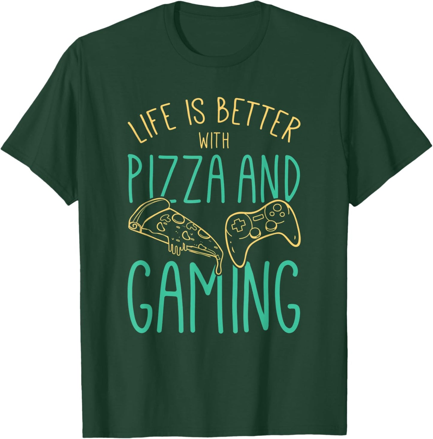 Video Gaming Design for a Gamer Cool Pizza T-Shirt - T-Shirt | Forest