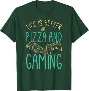 Video Gaming Design for a Gamer Cool Pizza T-Shirt - T-Shirt | Forest