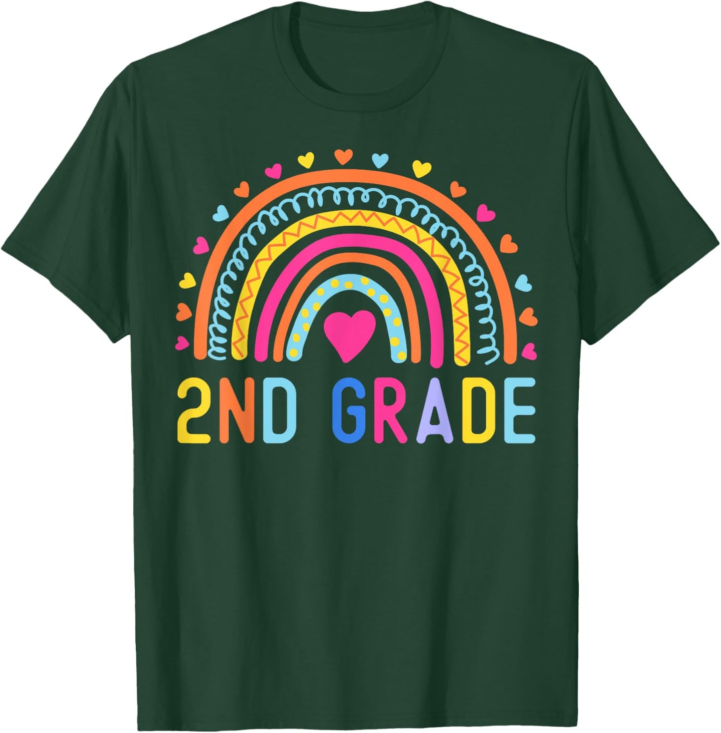 2nd Grade Rainbow Girl Boys Teacher Hello Second Grade Squad T-Shirt - T-Shirt | Forest