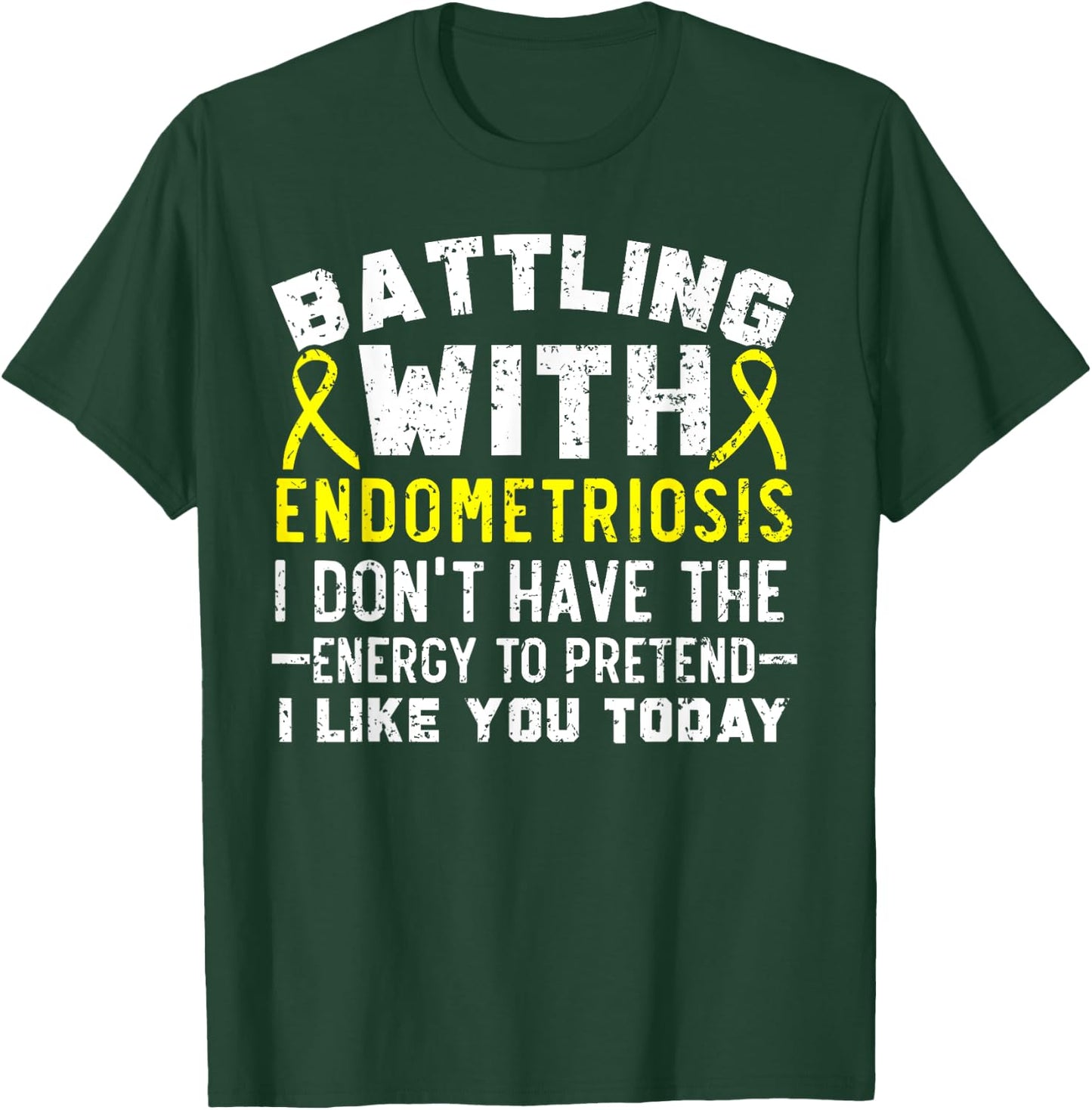 Battling With Endometriosis Awareness Disease T-Shirt - T-Shirt | Forest