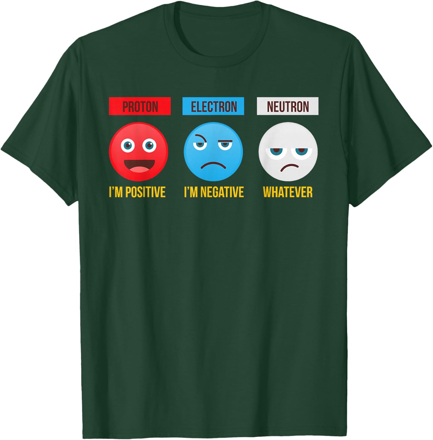 Proton Electron Neutron Positive Negative Whatever Science T-Shirt - T-Shirt | Forest