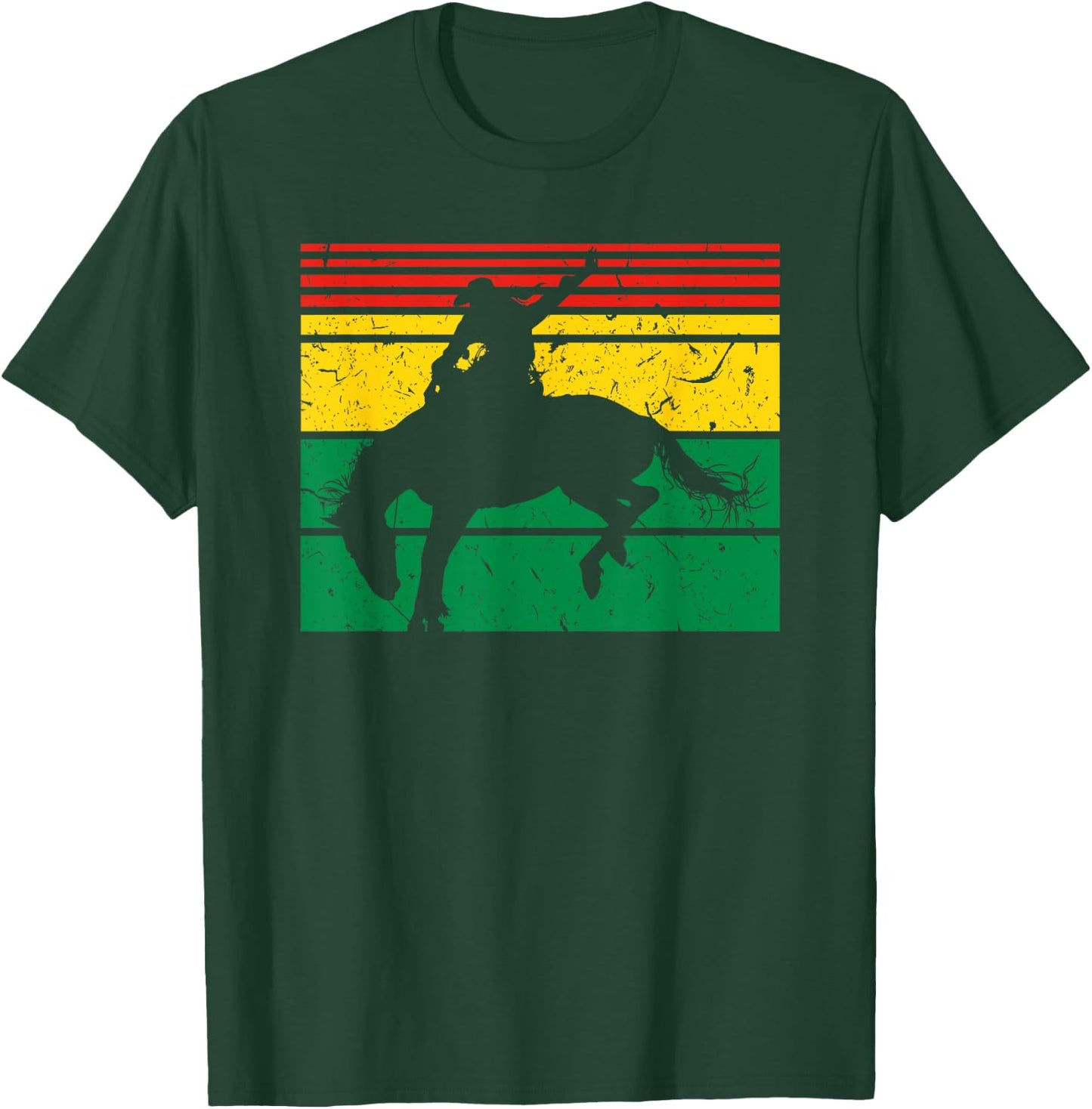 Rodeo Bronc Riding African American Cowgirl Graphic T-Shirt - T-Shirt | Forest