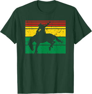 Rodeo Bronc Riding African American Cowgirl Graphic T-Shirt - T-Shirt | Forest