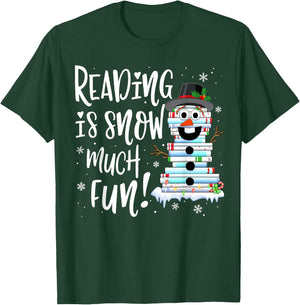 Christmas Reading Snowman Book Book Lover Reader T-Shirt - T-Shirt | Forest