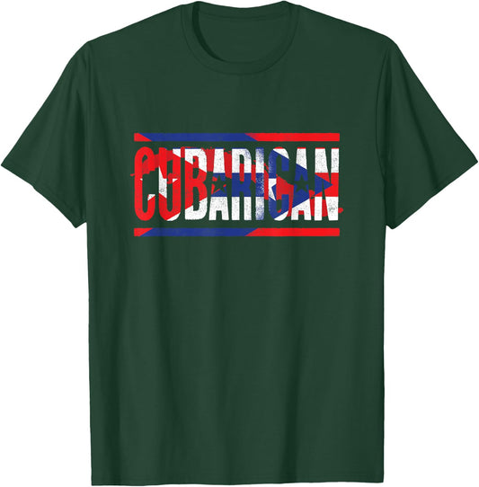 Funny Cuba Lover Graphic Men Kids Cubarican T-Shirt - T-Shirt | Forest
