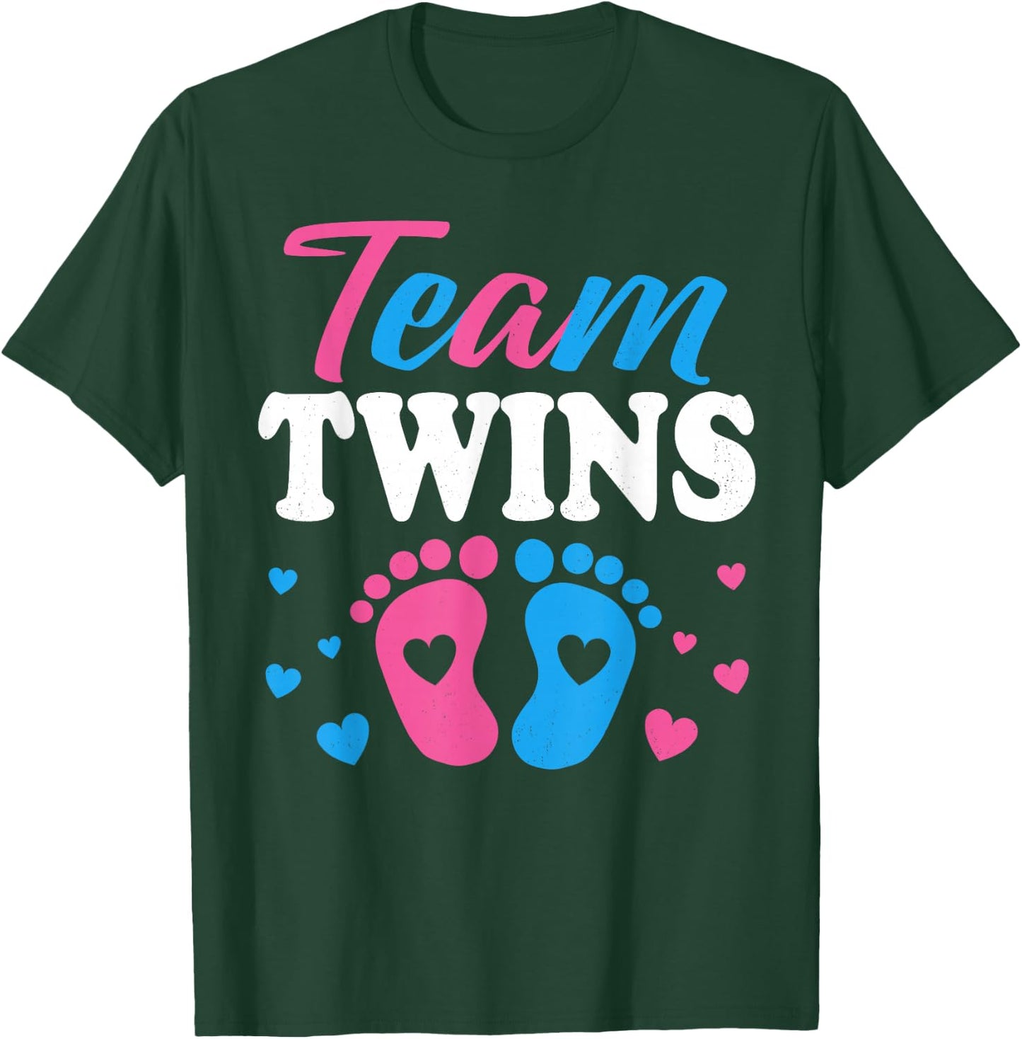Team Twins Gender Reveal Twin Mom and Dad Boy Girl T-Shirt - T-Shirt | Forest