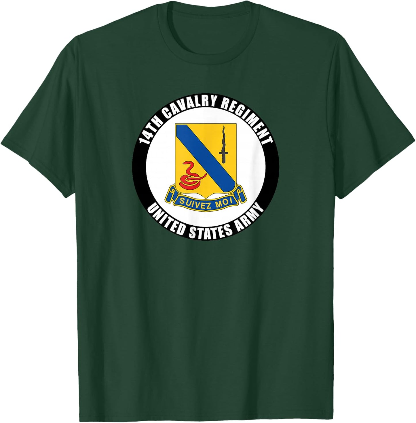 14th Cavalry Regiment United States Army Veteran Military T-Shirt - T-Shirt | Forest