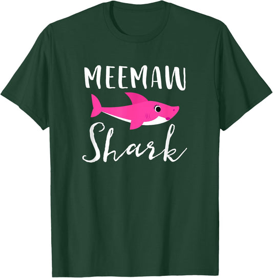 Meemaw Shark Grandma Grandmother Pink Shark Graphic T-Shirt - T-Shirt | Forest
