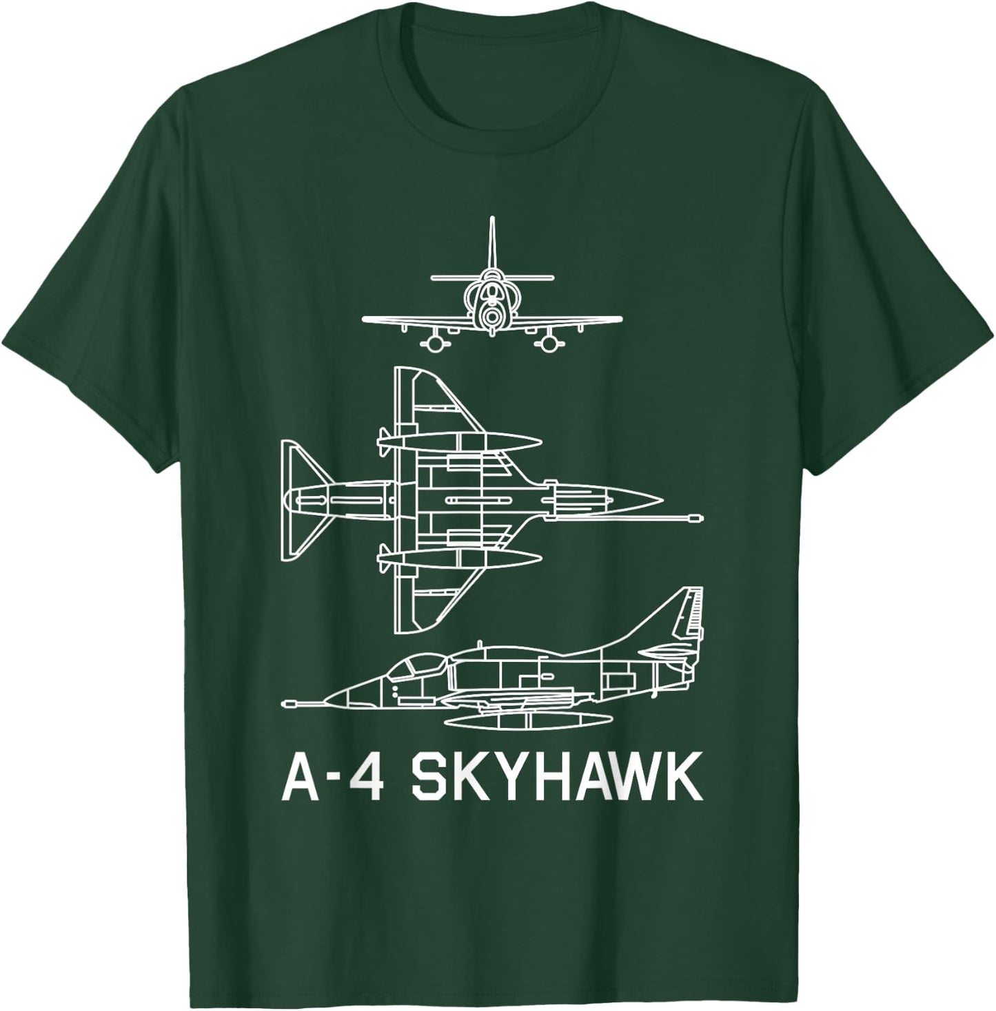 A-4 Skyhawk American Plane Blueprint Diagram T-Shirt - T-Shirt | Forest