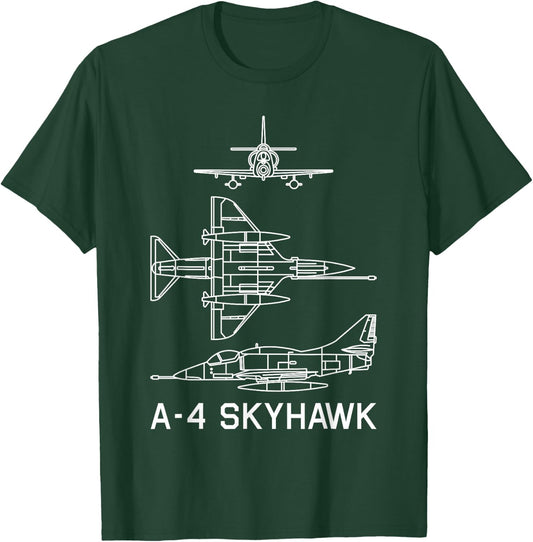 A-4 Skyhawk American Plane Blueprint Diagram T-Shirt - T-Shirt | Forest