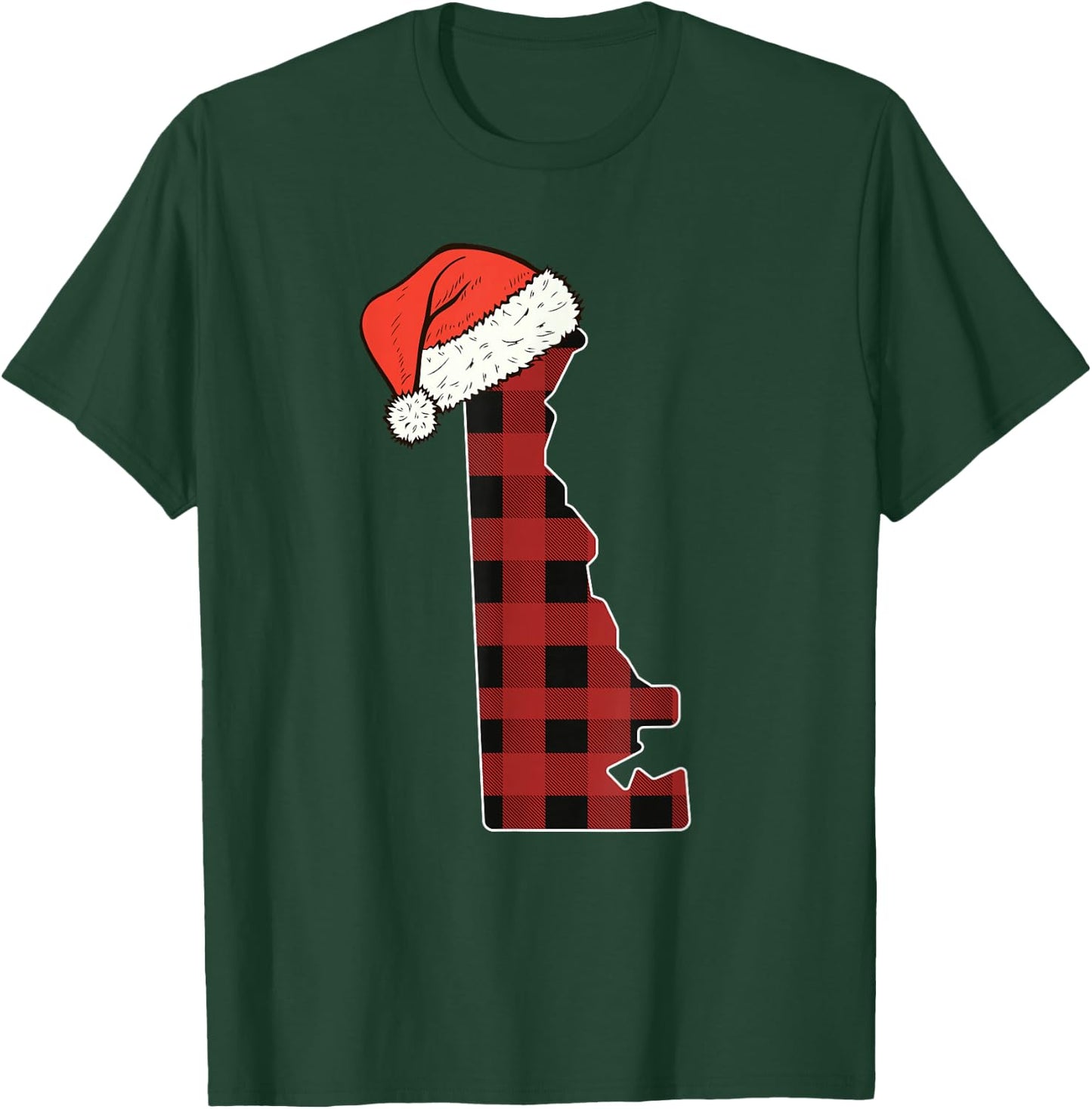 Delaware Plaid Christmas Santa Hat Holiday Matching Design T-Shirt - T-Shirt | Forest