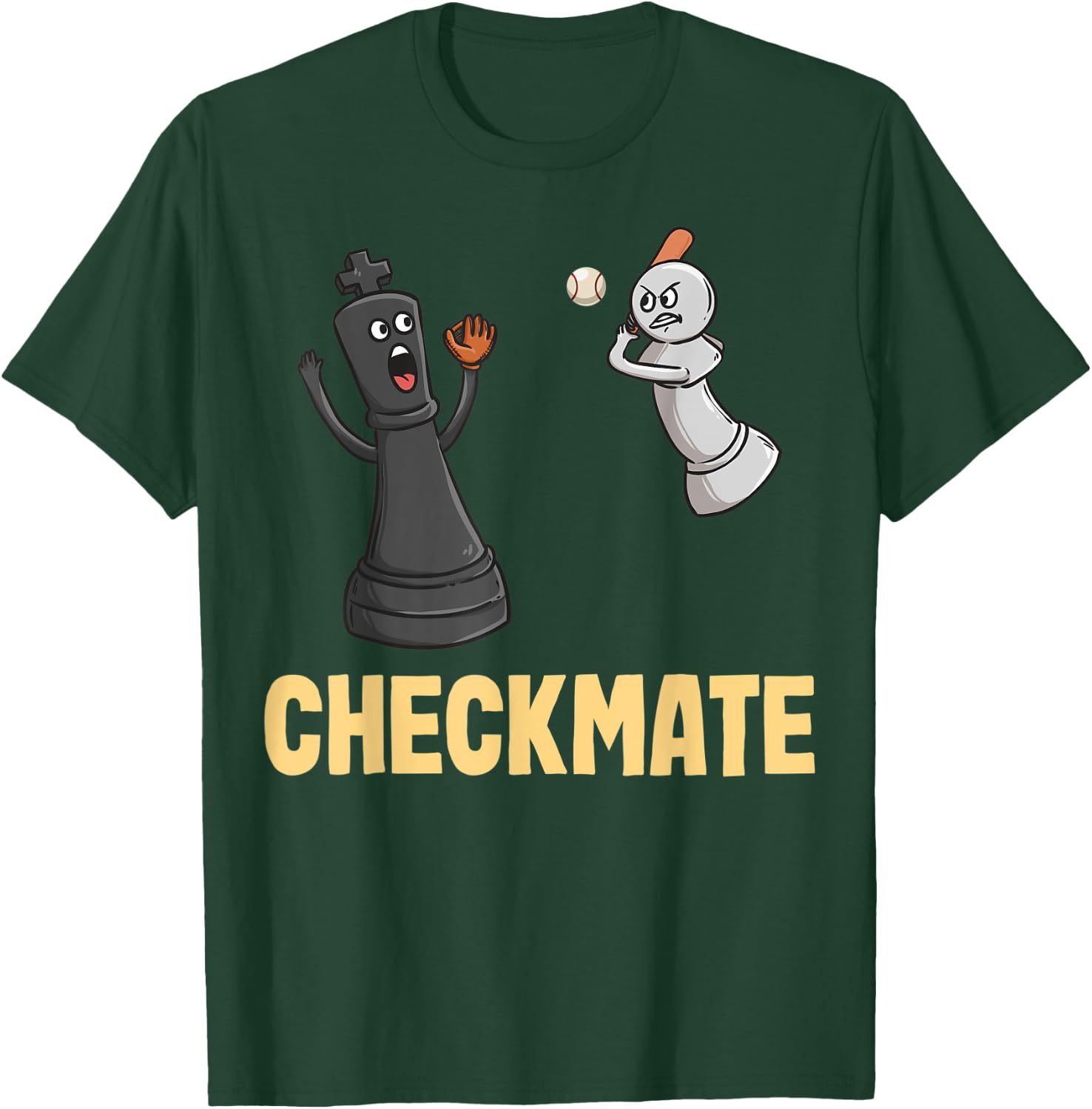 Funny Checkmate Chess Players Funny Baseball T-Shirt - T-Shirt | Forest