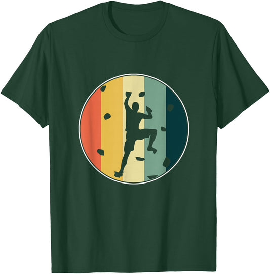 Retro Wall Climber Rock Mountain Climbing Bouldering Gift T-Shirt - T-Shirt | Forest