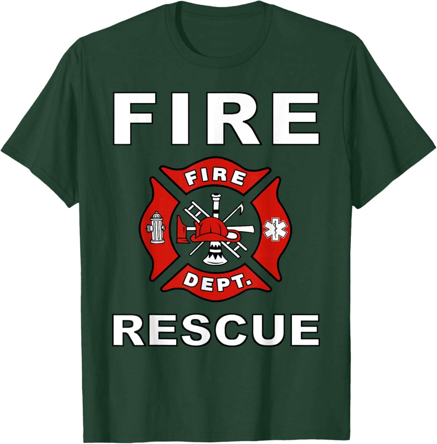 FIRE Rescue FIRE Fighter Fireman Kids Youth Adult Boys Girls Small T-Shirt - T-Shirt | Forest