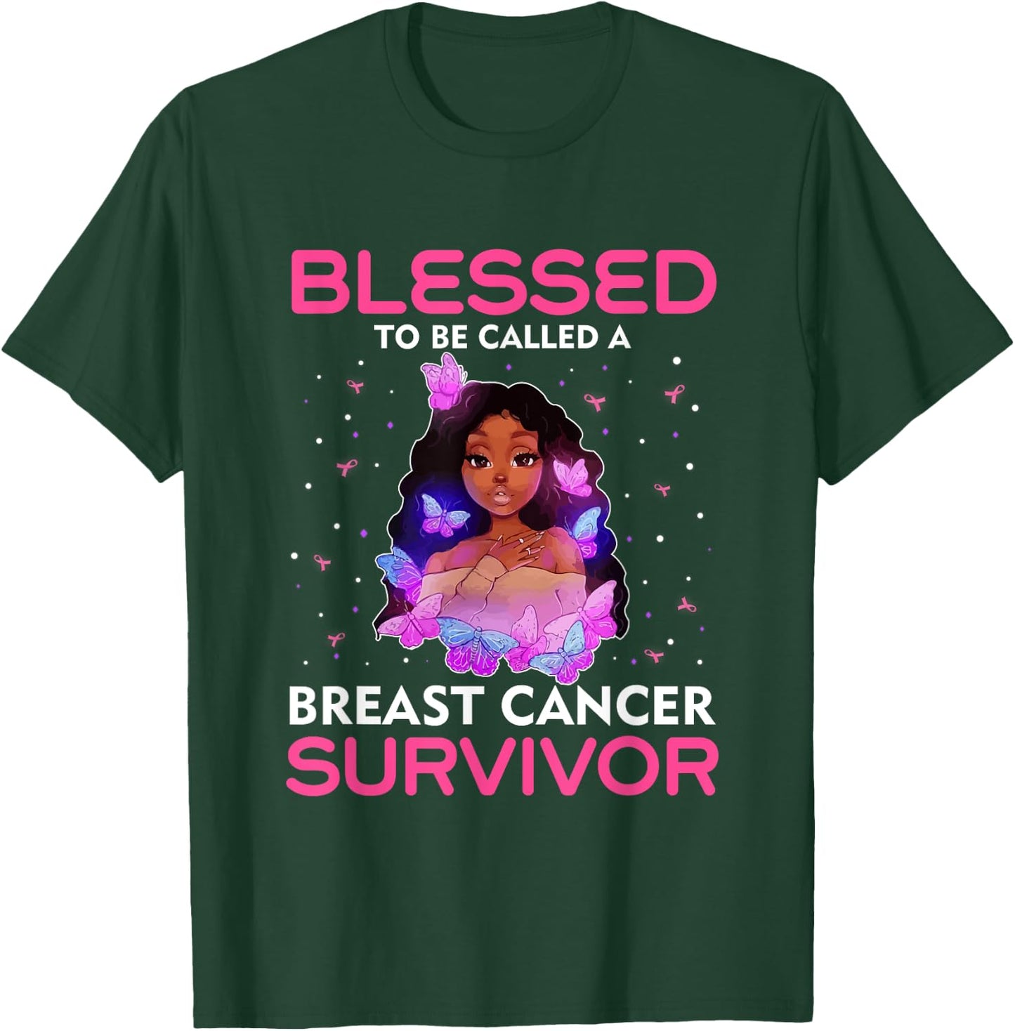 African American Breast Cancer Women Blessed Survivor T-Shirt - T-Shirt | Forest