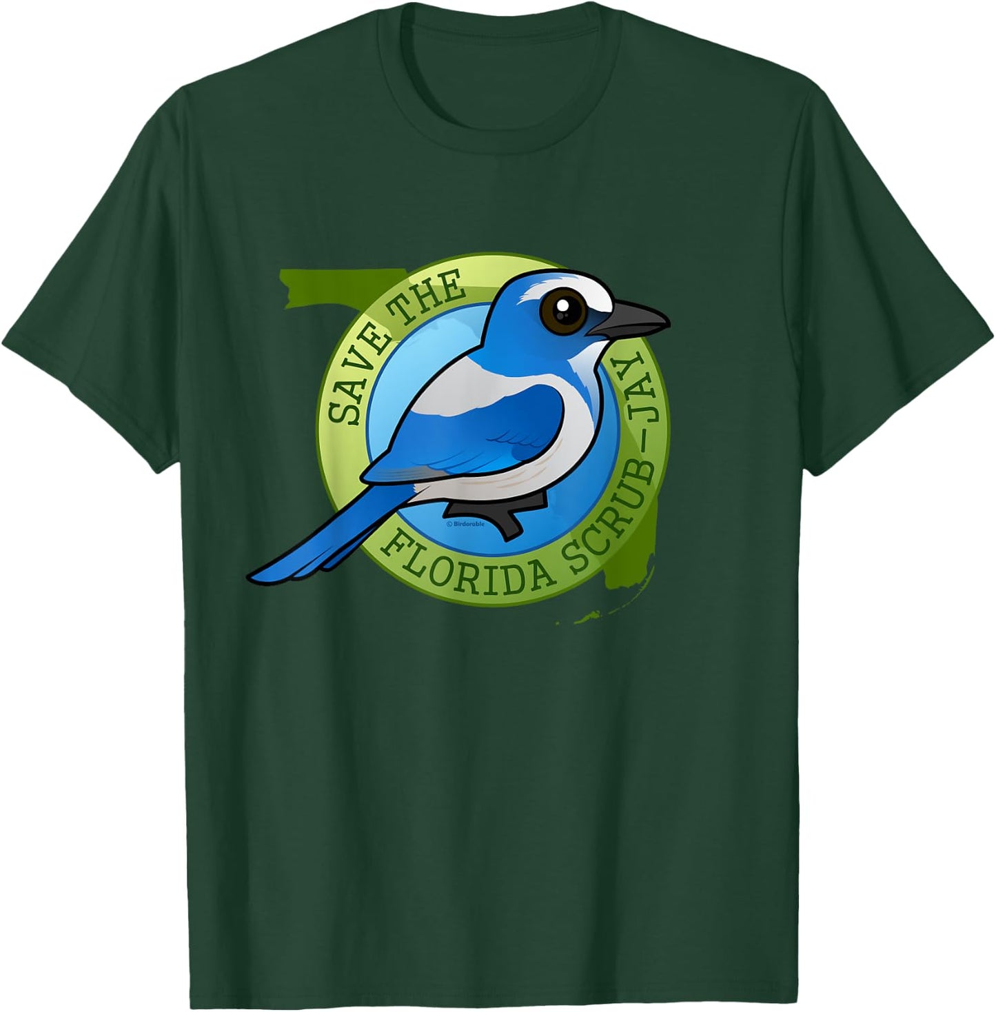 Endangered Florida Scrub-Jay Cartoon Bird Conservation T-Shirt - T-Shirt | Forest