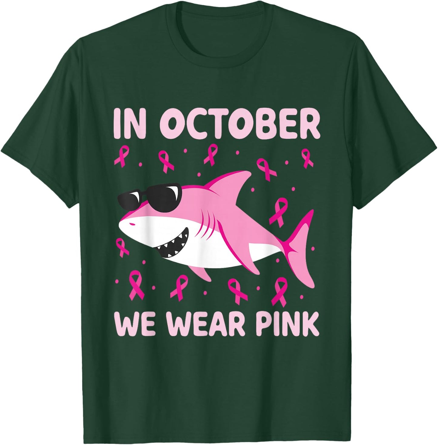 Breast Cancer Shirts Kids Shark In October We Wear Pink Boys T-Shirt - T-Shirt | Forest