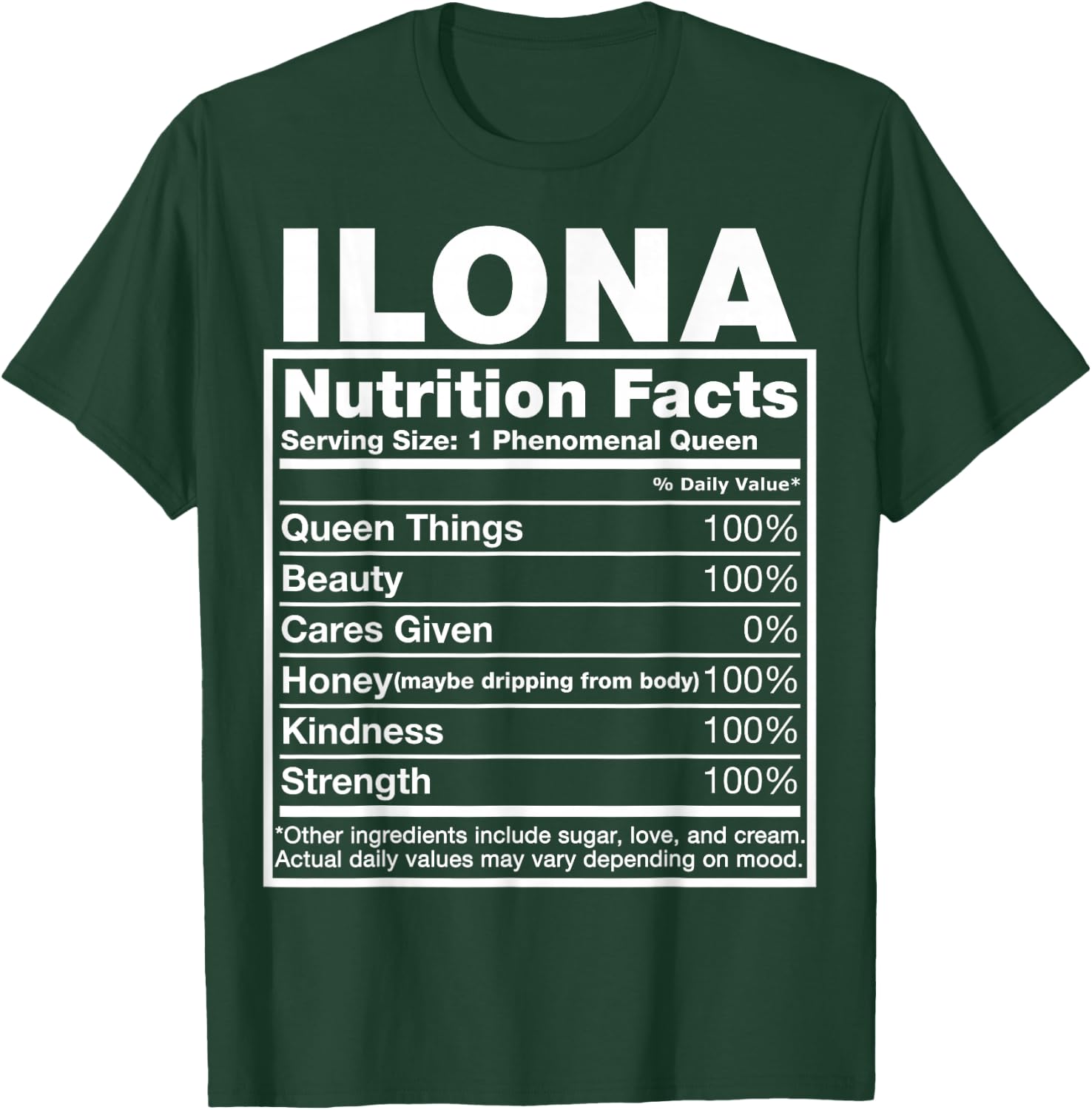 Ilona Nutrition Facts Ilona Name Birthday Shirt T-Shirt - T-Shirt | Forest