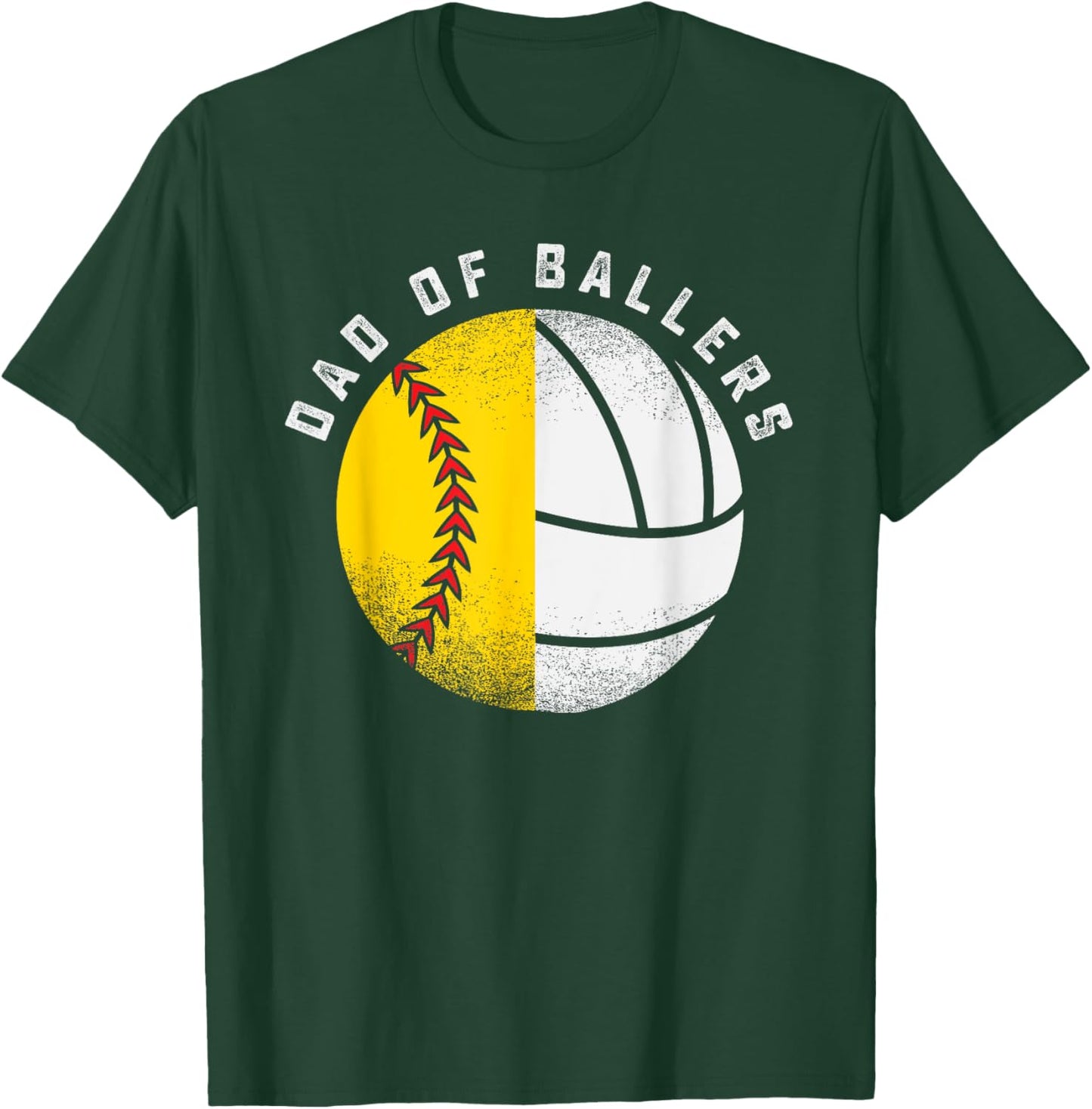 Dad of Ballers Father Son Volleyball Softball Player Coach T-Shirt - T-Shirt | Forest