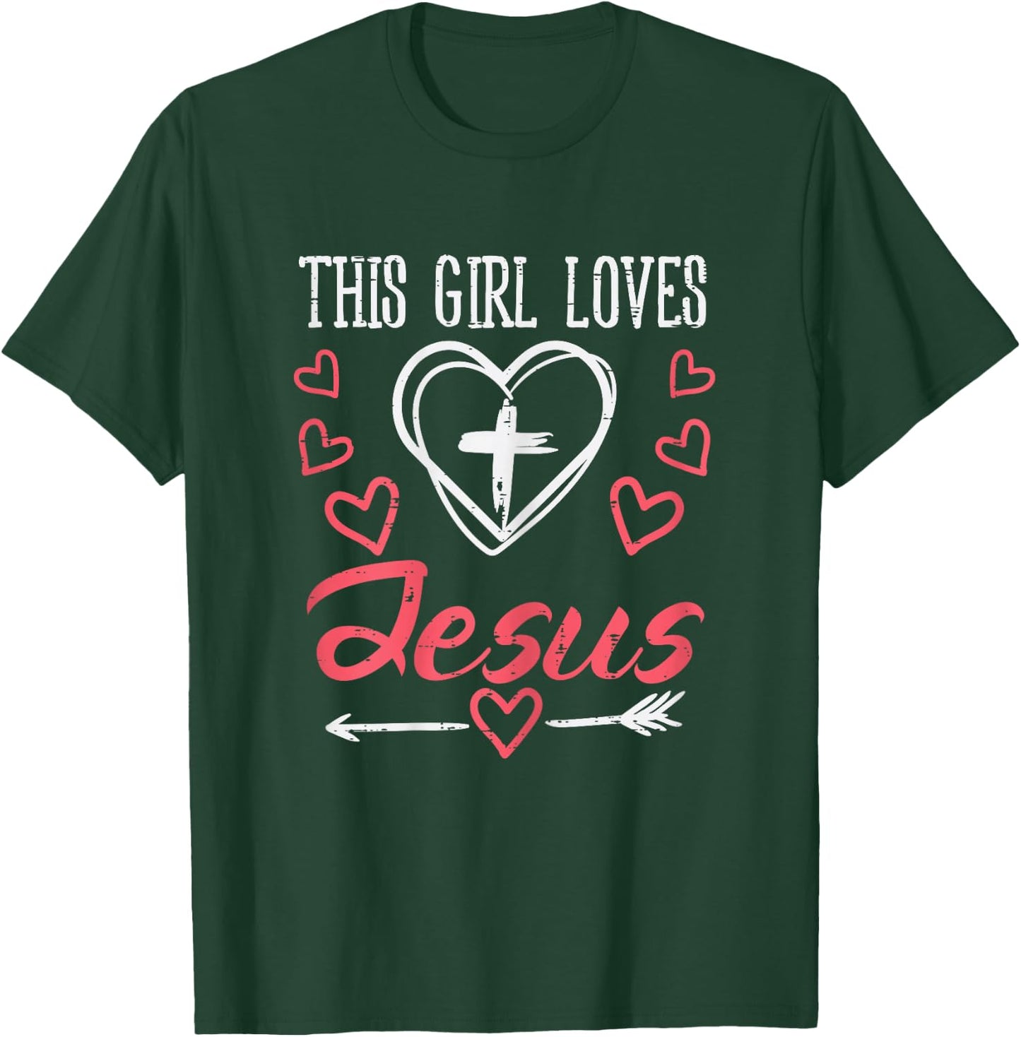 Heart Cross This Girl Loves Jesus God Christian Girls Women T-Shirt - T-Shirt | Forest