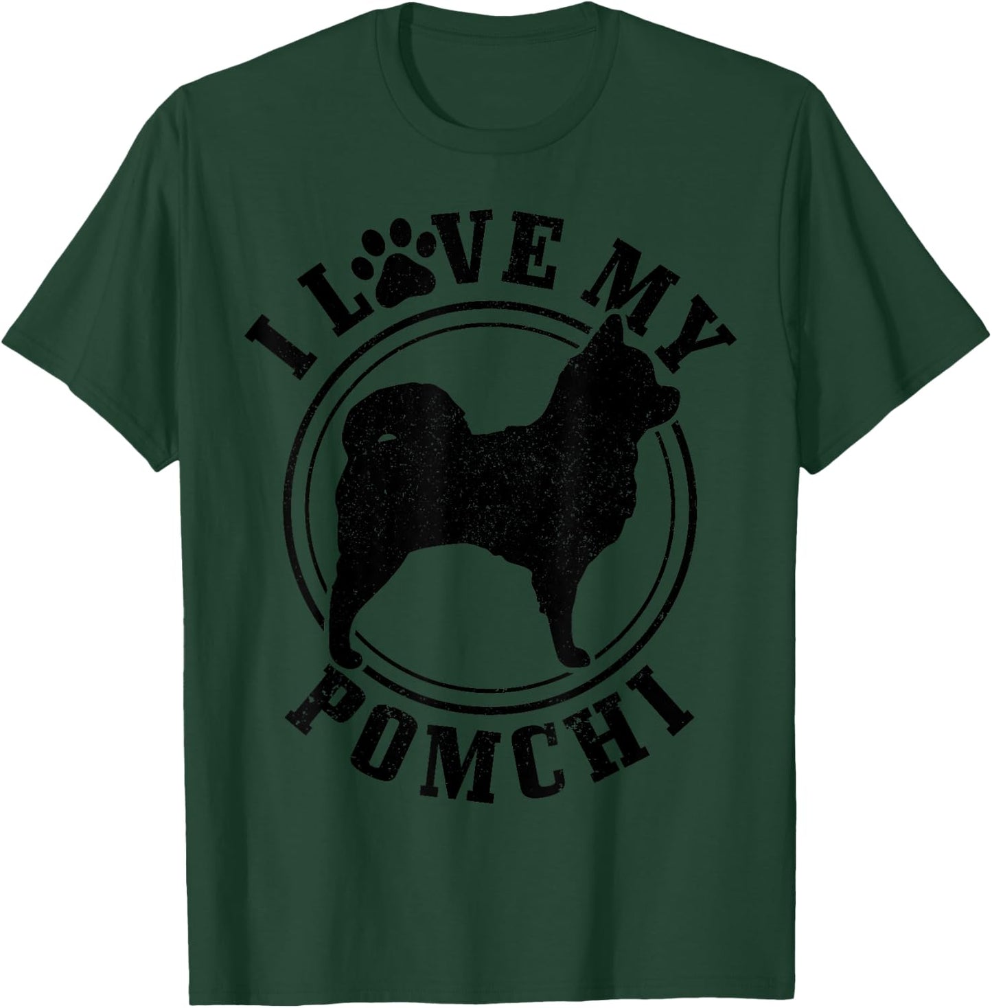 Pomchi Dog I Love My Pomchi Mom Dad Men Women T-Shirt - T-Shirt | Forest