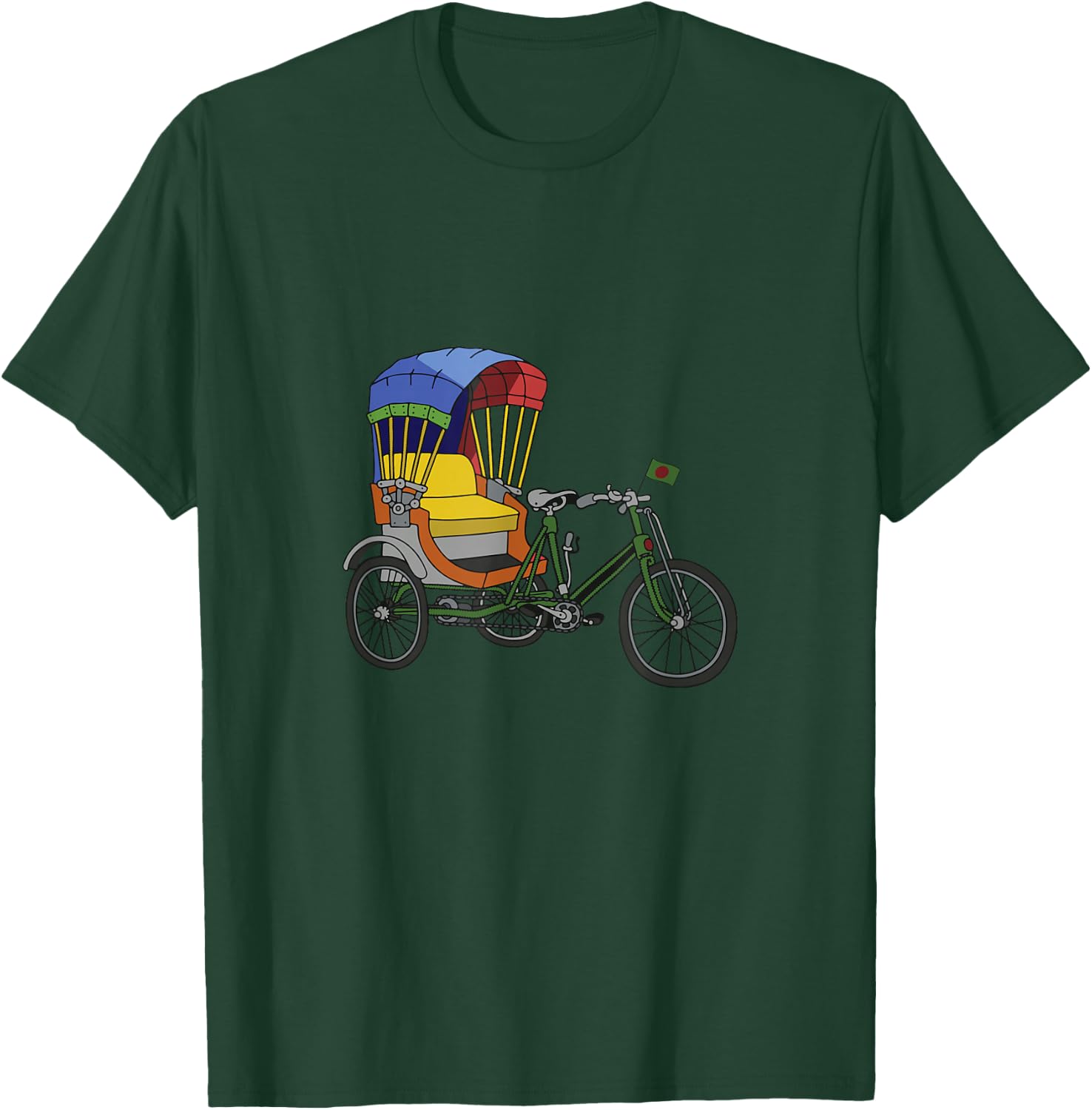 Cool Rikshaw Bike Artwork Bangladesh Flag T-Shirt - T-Shirt | Forest