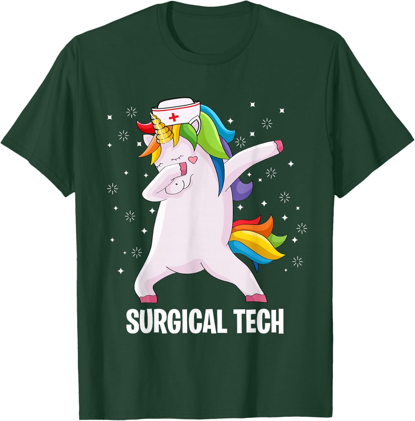 Funny Scrub Tech Surgical Tech Week Technologist Unicorn T-Shirt - T-Shirt | Forest