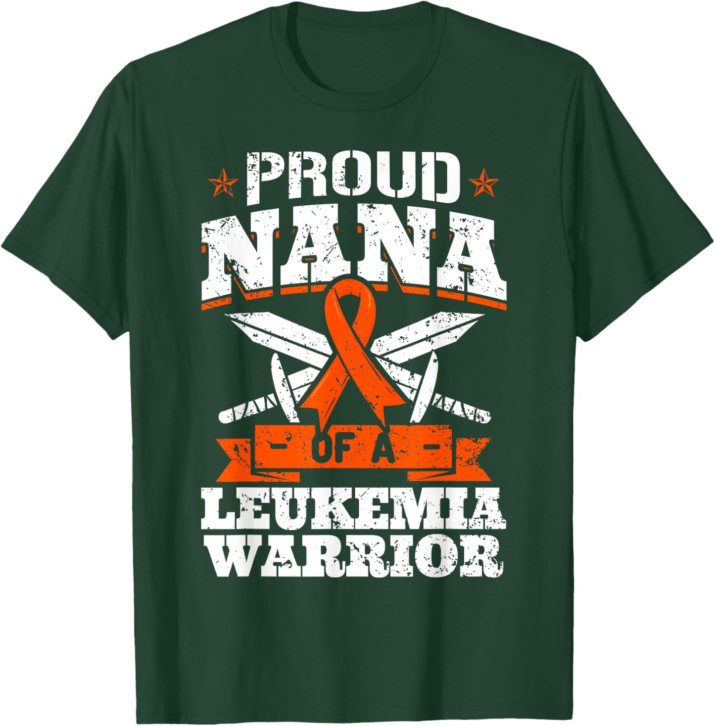 Proud Nana Of A Leukemia Warrior Grandma Awareness Ribbon T-Shirt - T-Shirt | Forest