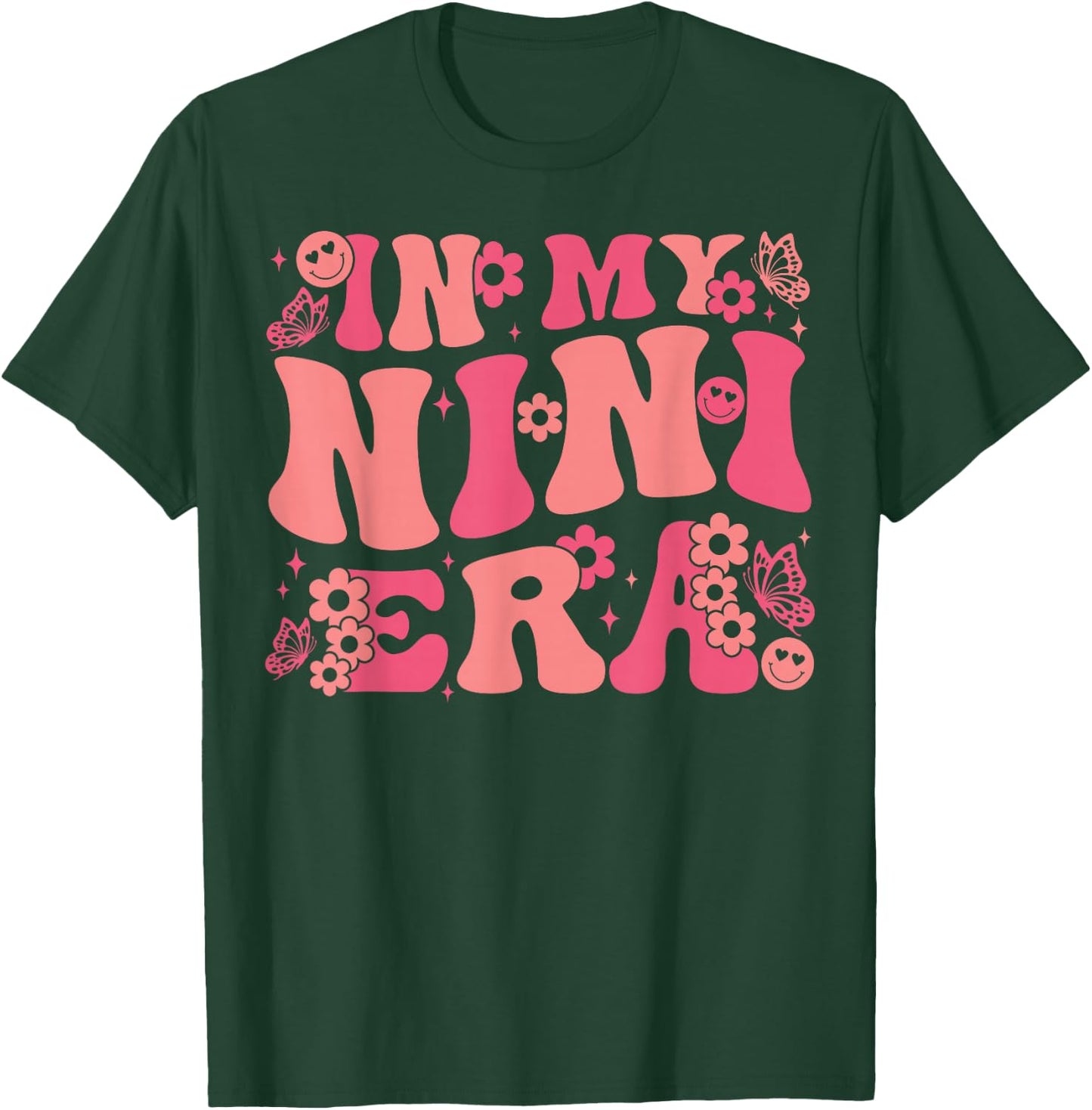 In My Nini Era Baby Announcement for Grandma Mother's Day T-Shirt - T-Shirt | Forest