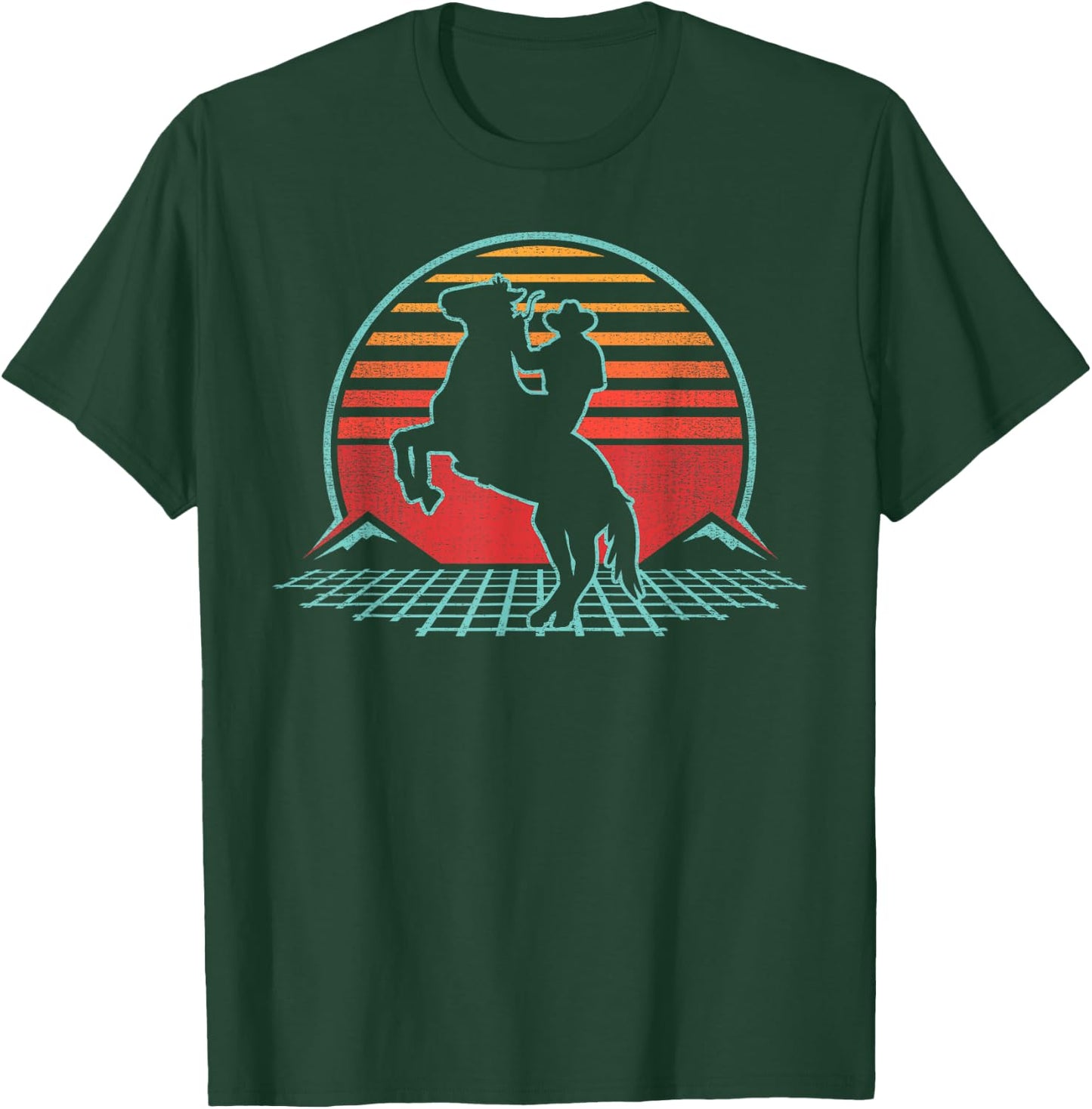 Rodeo Retro Vintage Country Cowboy 80s Horse Rider Gift T-Shirt - T-Shirt | Forest