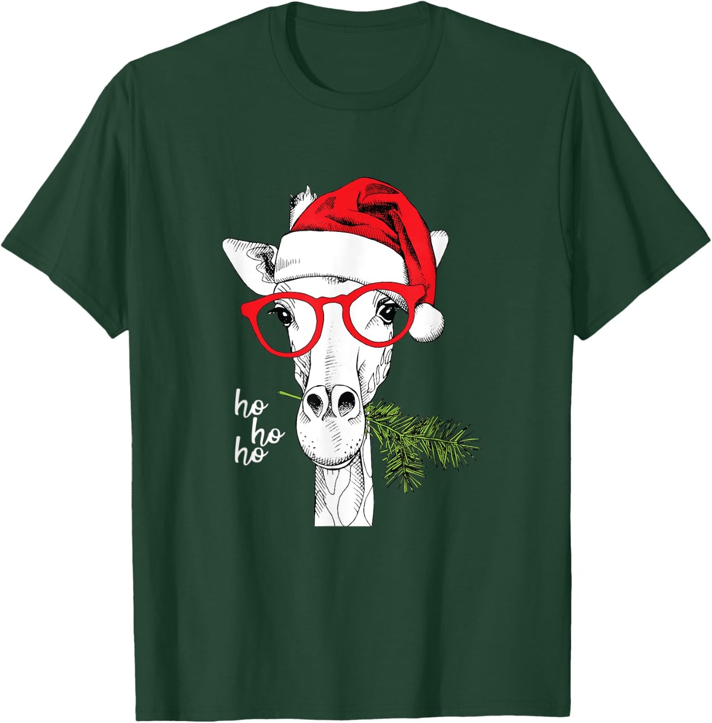 Santa Giraffe Funny Christmas, , Men, Girls, Boys T-Shirt - T-Shirt | Forest