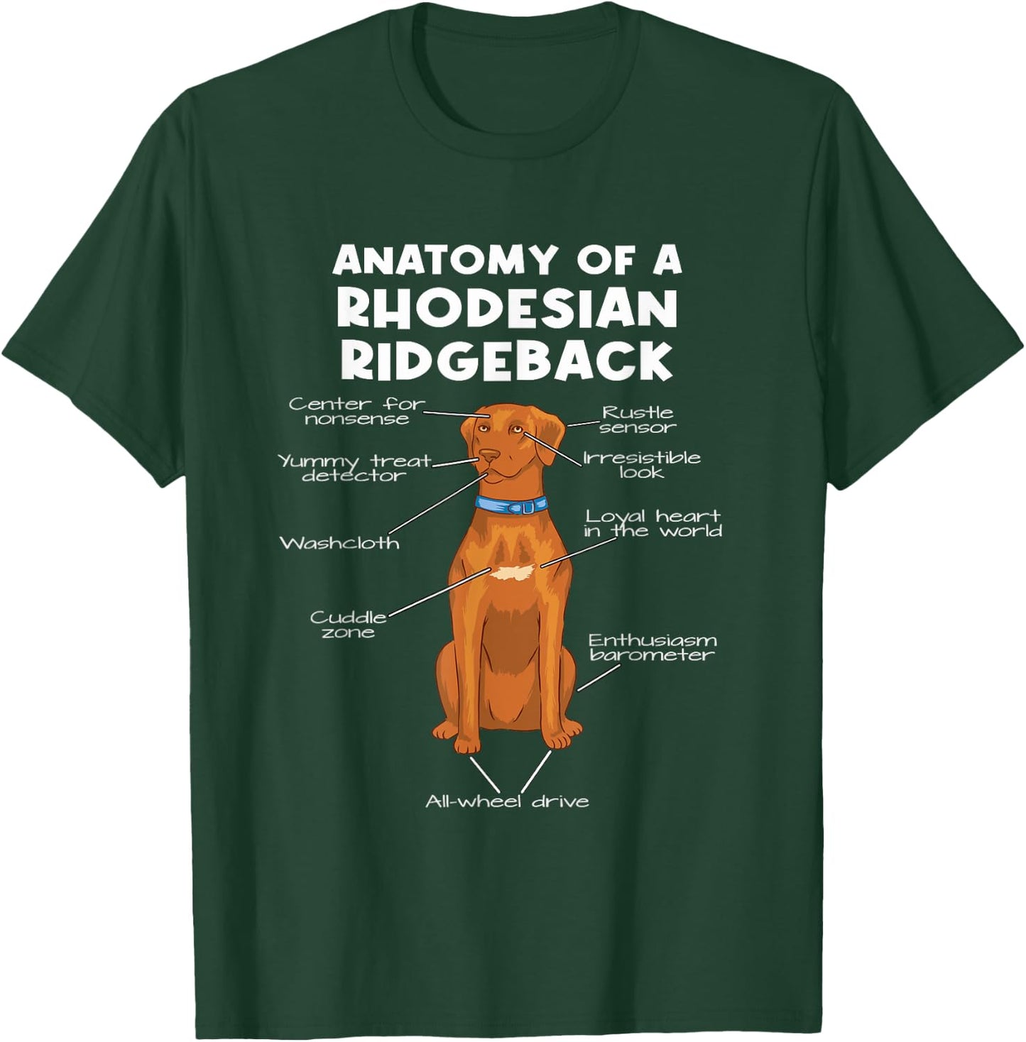 Anatomy of a Rhodesian Ridgeback | Dog Rhodesian Ridgeback T-Shirt - T-Shirt | Forest