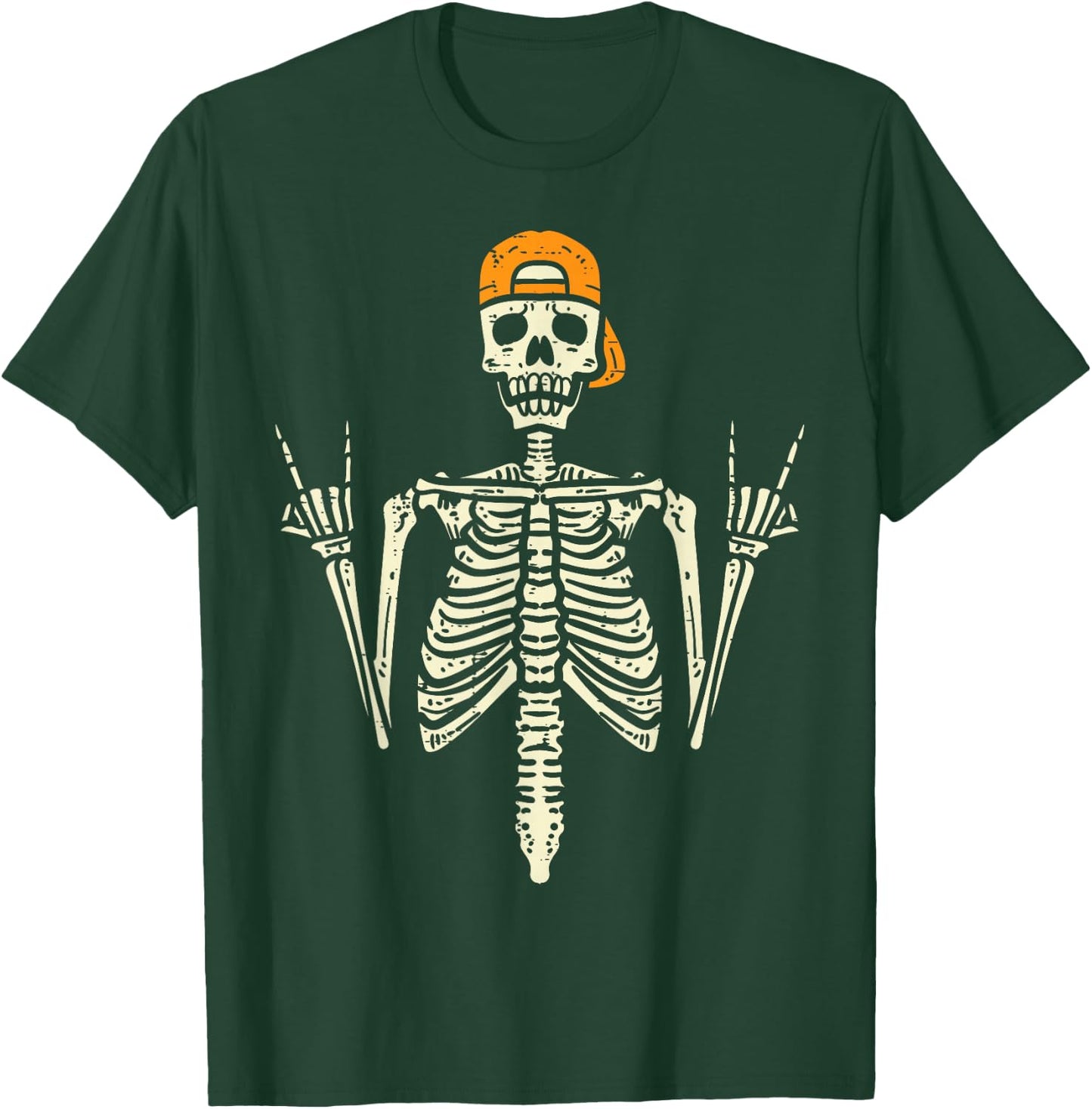 Rocker Skeleton Cap Skater Cool Halloween Punk Rock Men Boys T-Shirt - T-Shirt | Forest