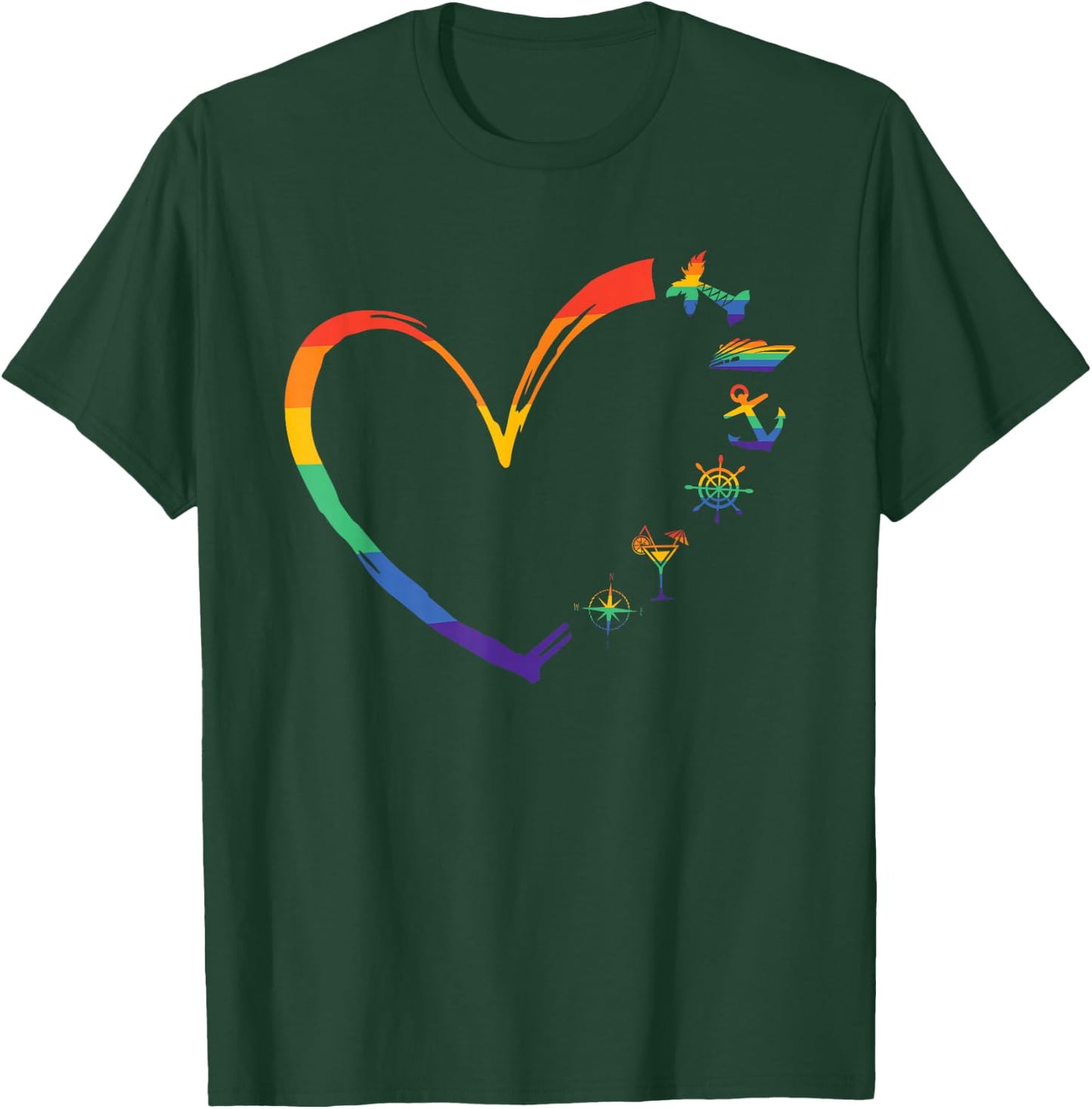 LQBTQ Gay Pride Cruise Outfit Rainbow Cruise Item No T-Shirt - T-Shirt | Forest