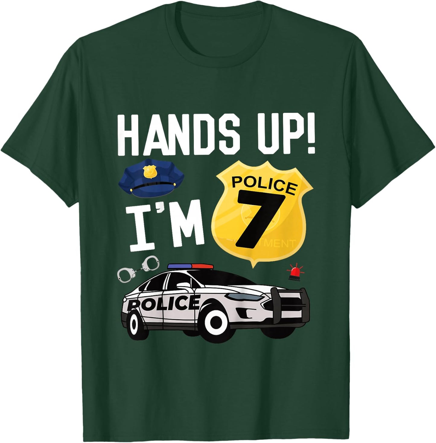Kids 7th Birthday Policeman Boy Seven Year Old Police Officer T-Shirt - T-Shirt | Forest