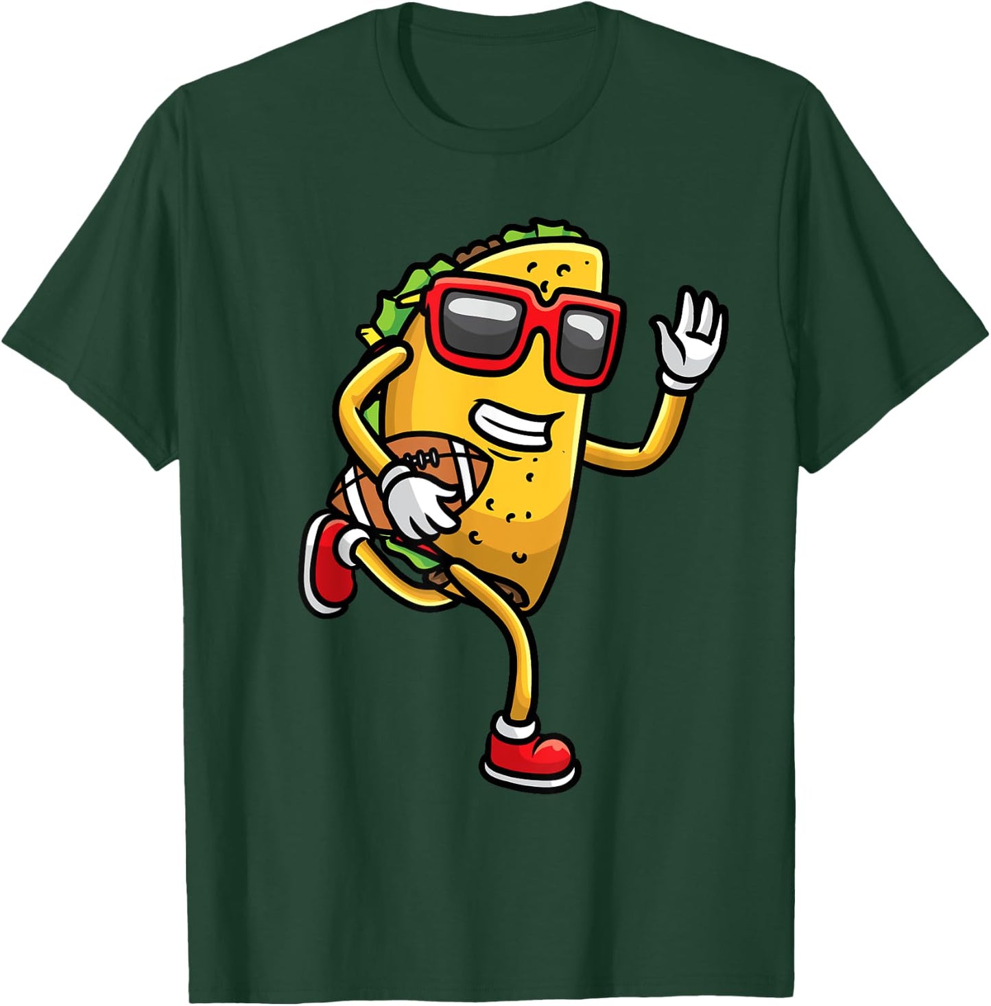 Taco Playing Football Mexican Cinco De Mayo Kids Men T-Shirt - T-Shirt | Forest