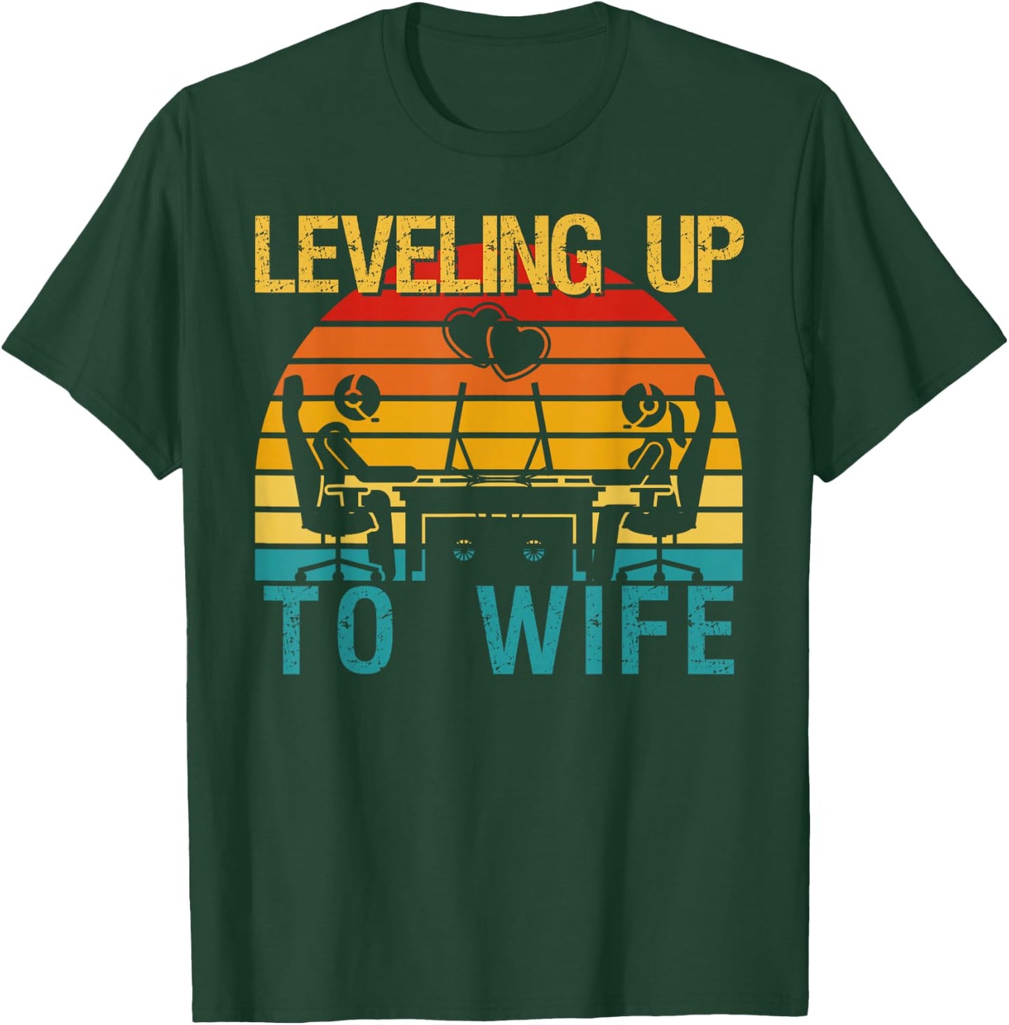 Gamer Engagement Future Mr & Mrs Leveling Up To Wife T-Shirt - T-Shirt | Forest