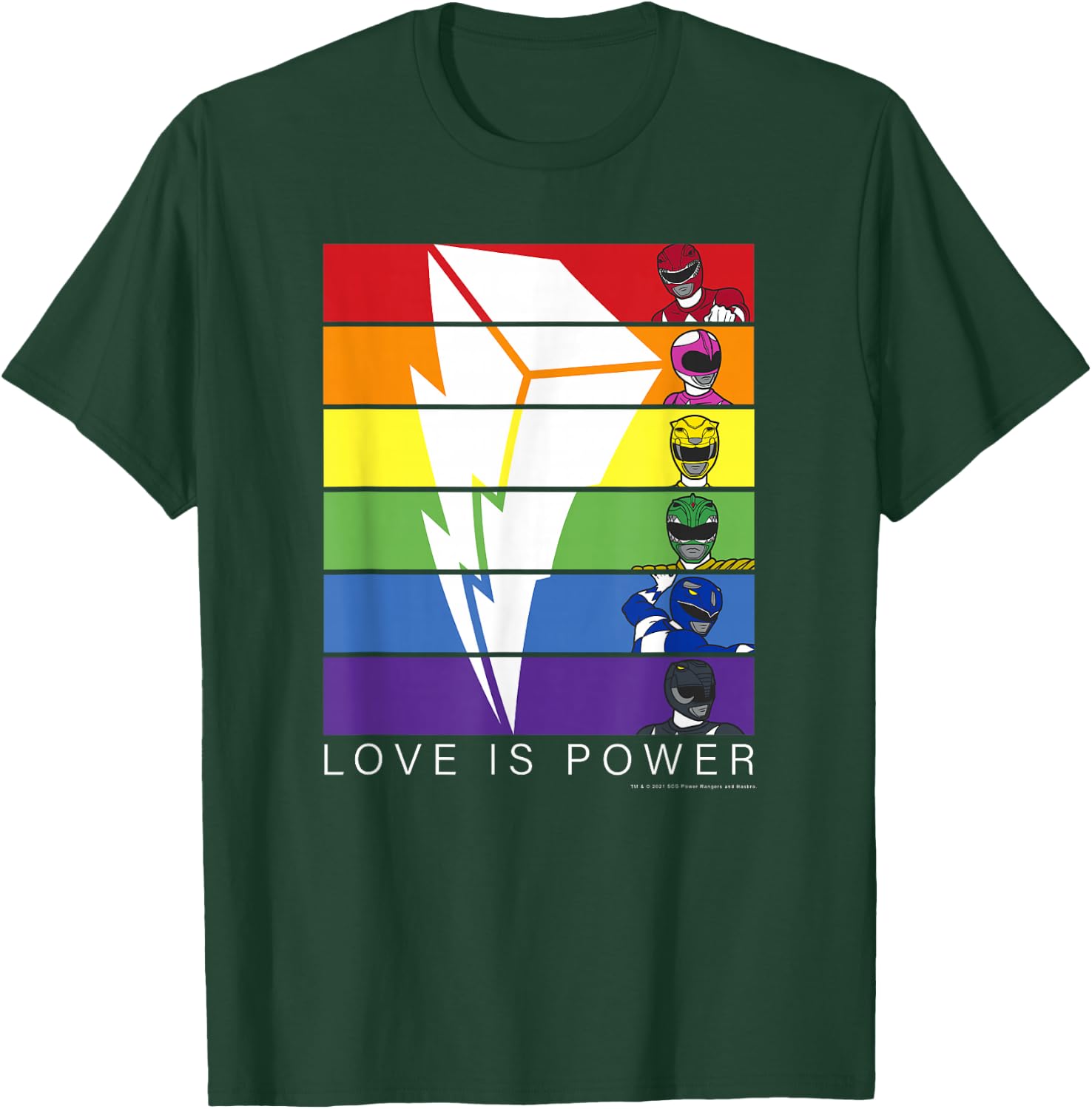 Power Rangers Pride Love is Power Rainbow Panels Small T-Shirt - T-Shirt | Forest
