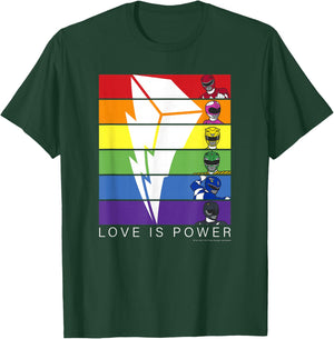 Power Rangers Pride Love is Power Rainbow Panels Small T-Shirt - T-Shirt | Forest