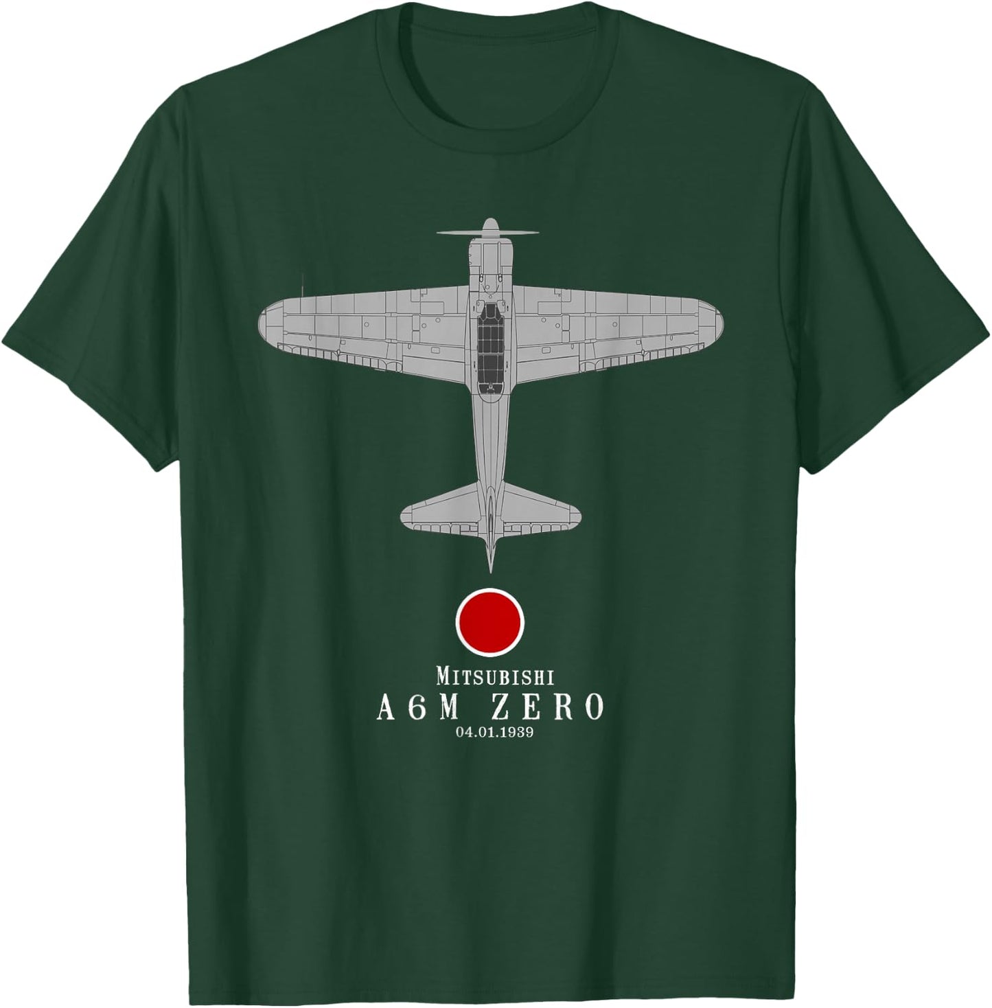 A6M Zero Tech Drawing WWII Japanese Fighter Airplane T-Shirt - T-Shirt | Forest
