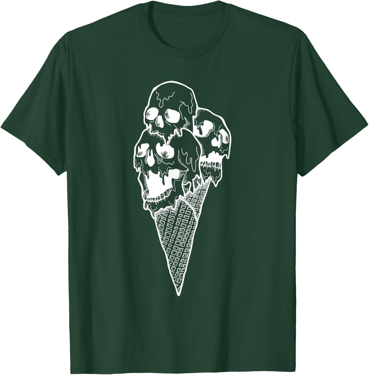 Creepy Skulls Icecream Horror Halloween Design T-Shirt - T-Shirt | Forest