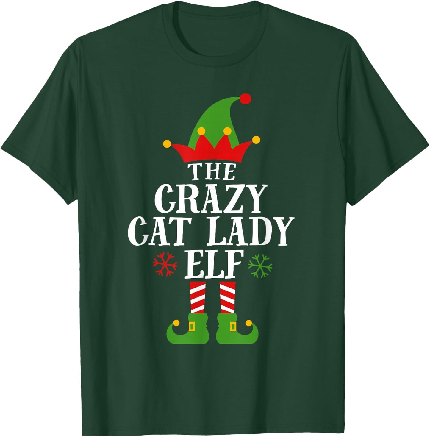 The Crazy Cat Lady Elf Funny Matching Christmas Pajama T-Shirt - T-Shirt | Forest