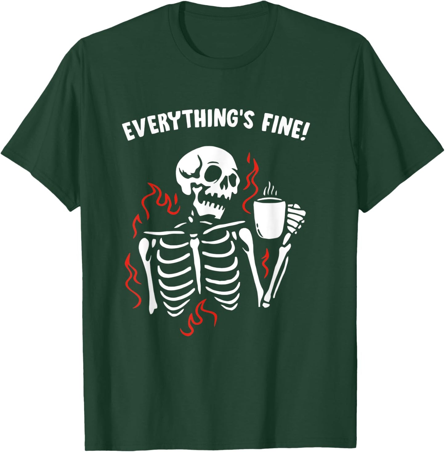 Skeleton Smiling Skull drinking Coffee T-Shirt - T-Shirt | Forest