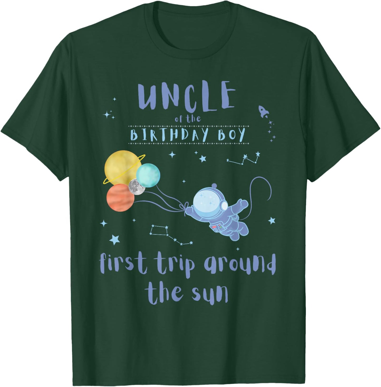Uncle 1st Birthday First Trip Around The Sun Space Bday T-Shirt - T-Shirt | Forest