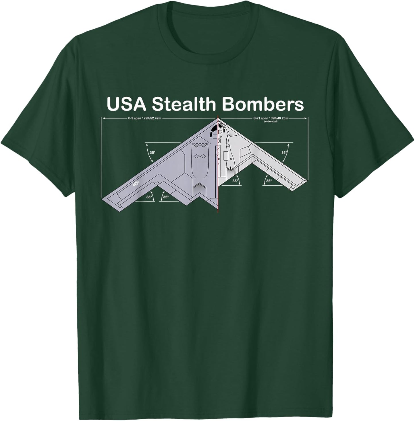 USA Stealth Bombers B-21 Raider VS B-2 Spirit Specs B21 T-Shirt - T-Shirt | Forest