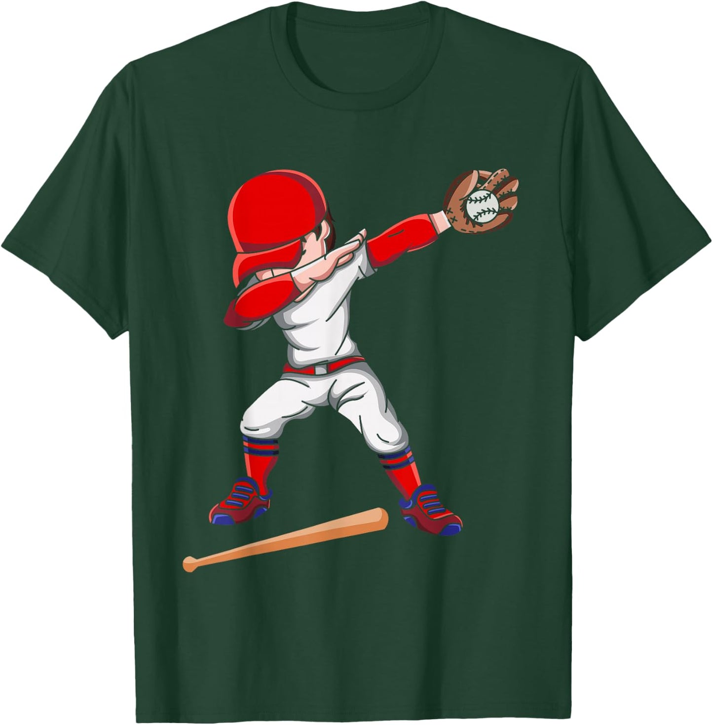 Baseballer Sportsman Dabbing Baseball Player T-Shirt - T-Shirt | Forest