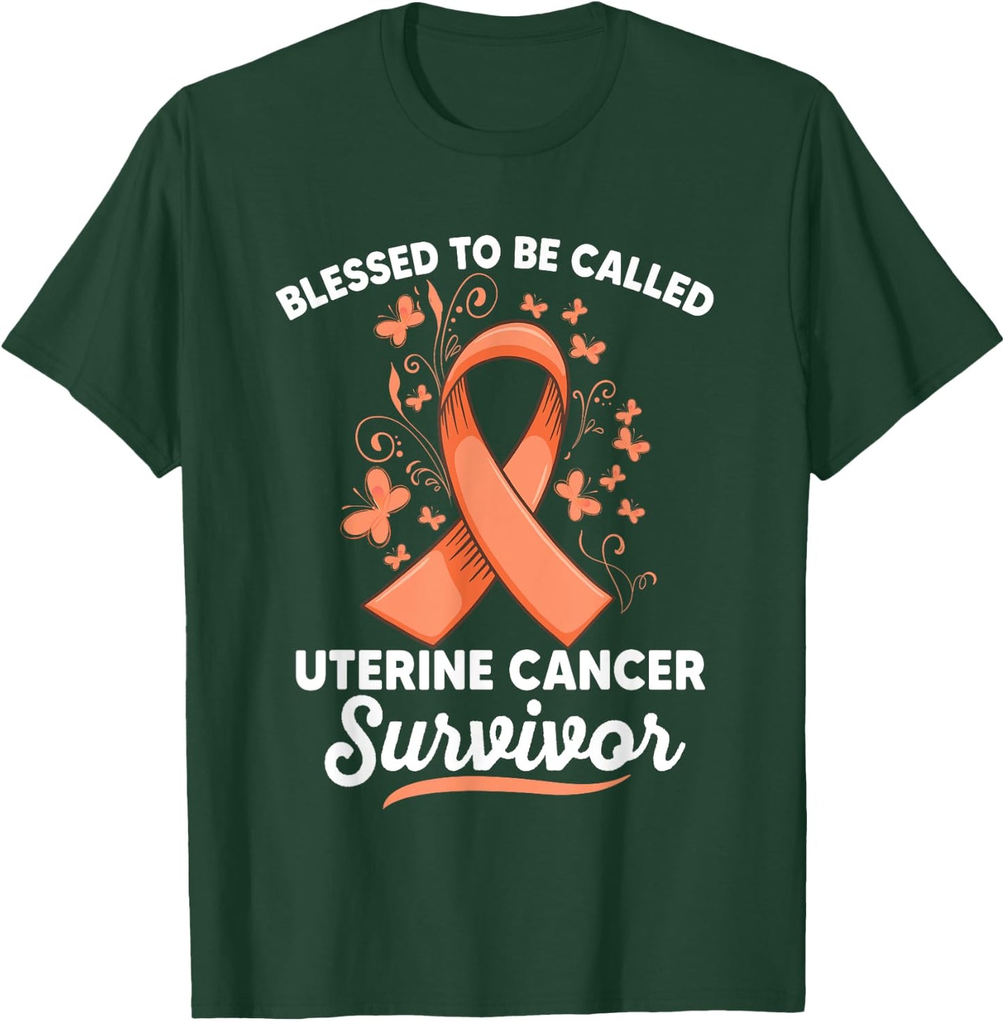 Peach ribbon support survivor of uterine cancer awareness T-Shirt - T-Shirt | Forest
